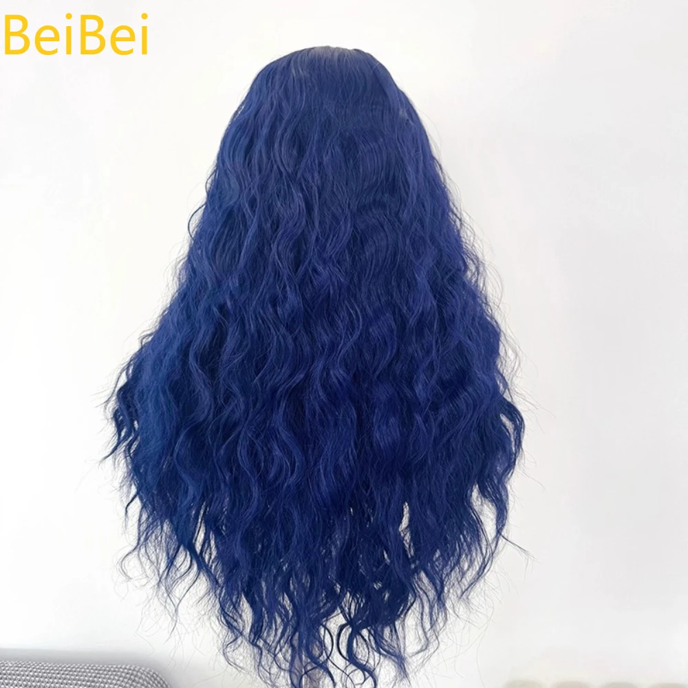 Perruque Lace Front Wig synthétique Vogue Queen bleu foncé, Body Wave en Fiber résistante à la chaleur, usage quotidien pour femmes, perruques Lace Wig naturelles 13*4