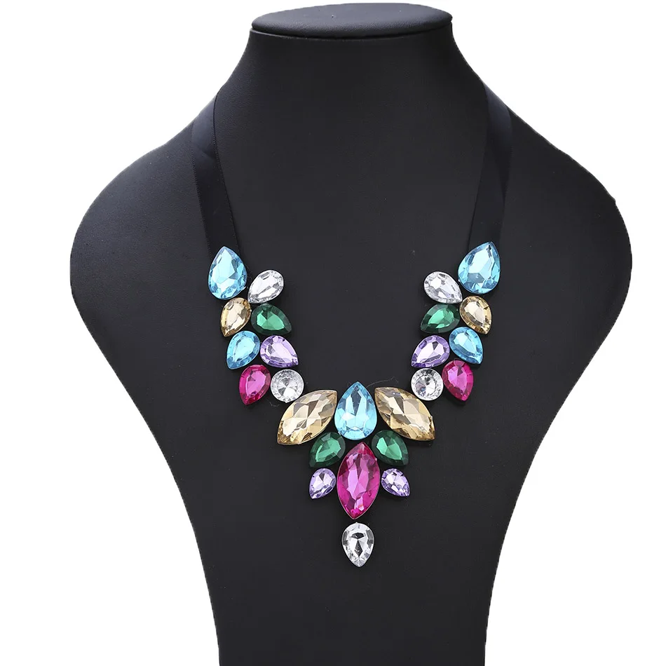 Match-Right Women Necklace Multicolor Statement Necklaces Pendants Glass Jewelry Collar Necklace Women Accessories KK039