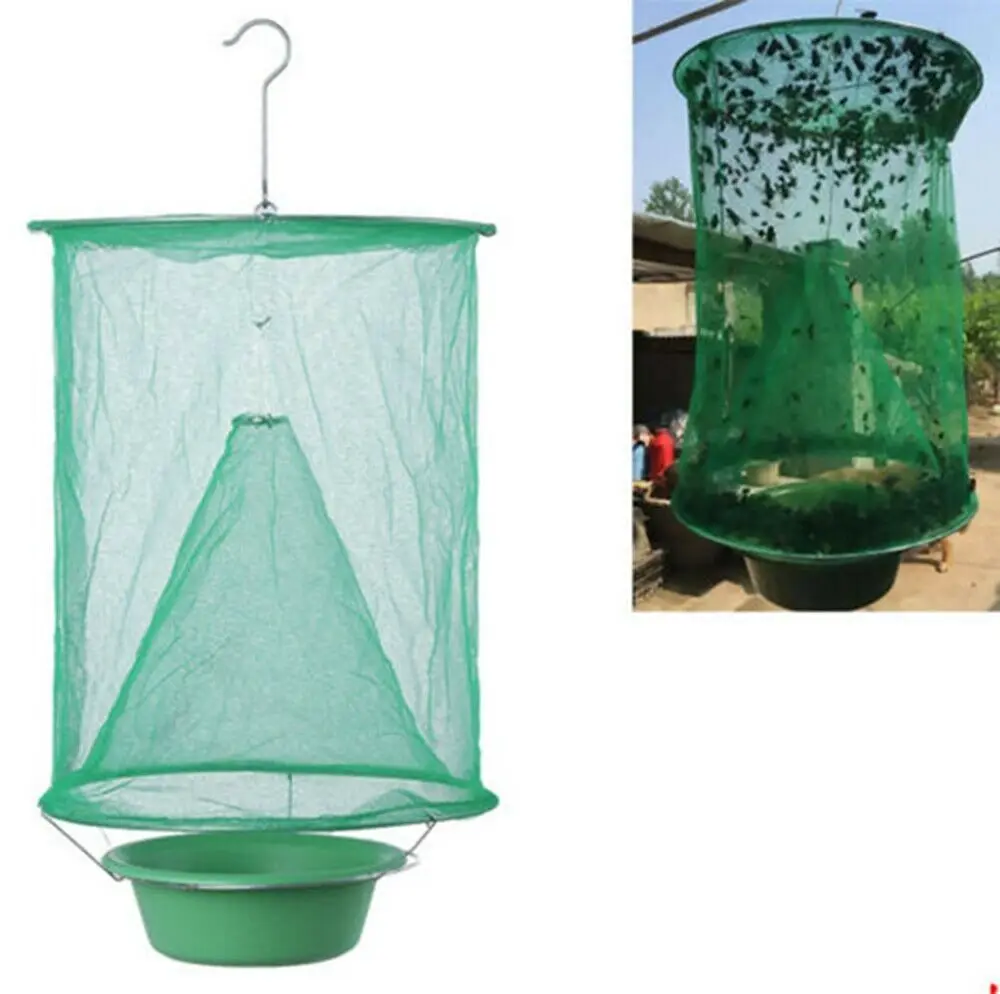 Reusable Garden Wasp Trap Kills Pest Fly Killer Fly Catcher Hanging Outdoor Fly Trap Net Bait Hanging Fly Cage Outdoor Tools