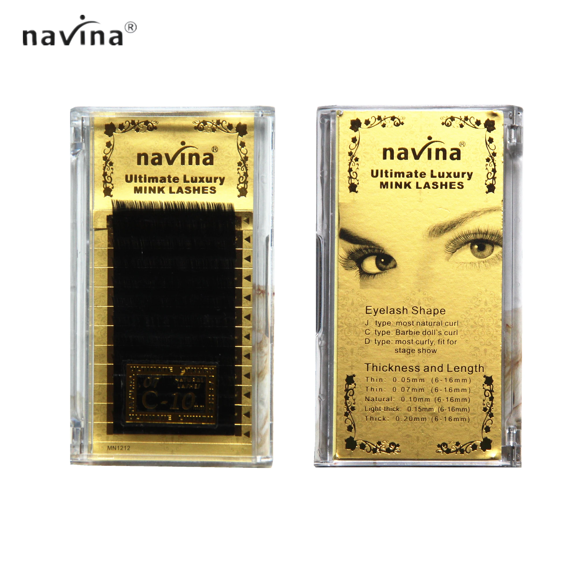 Navina Vàng Hộp Mở Rộng Lông Mi Giả Chồn Lông Mi Đen Mi Dày JBCD Curl 0.07/0.1/0.12/0.15 Fake Eyelash