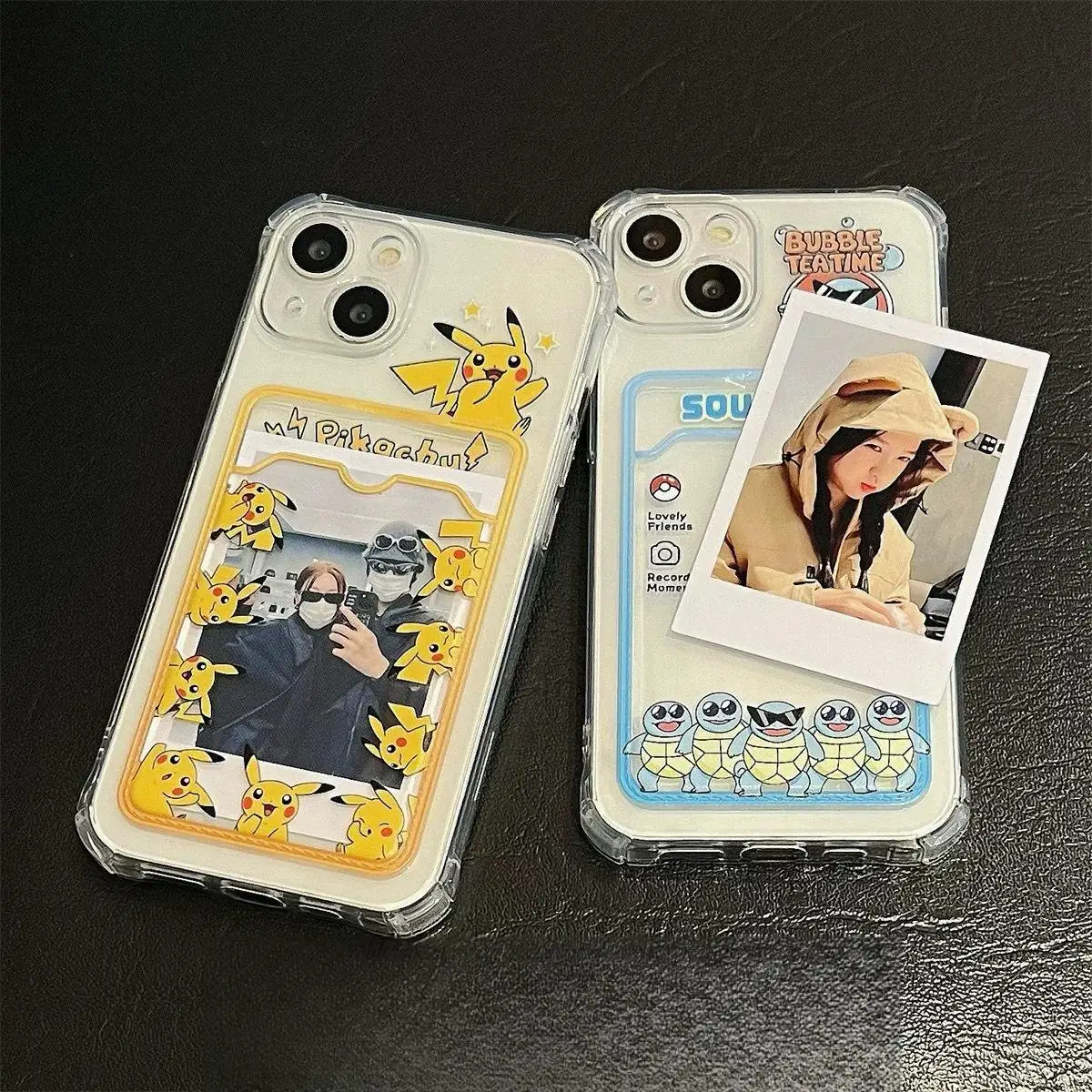 Cartoon Pokemon Pikachus Photo Card Holder Wallet Case For VIVO Y02 Y02S Y15S Y01 Y17S Y20 Y11S Y12S Y12A Y21 Y33T Y33S Y21S Y35