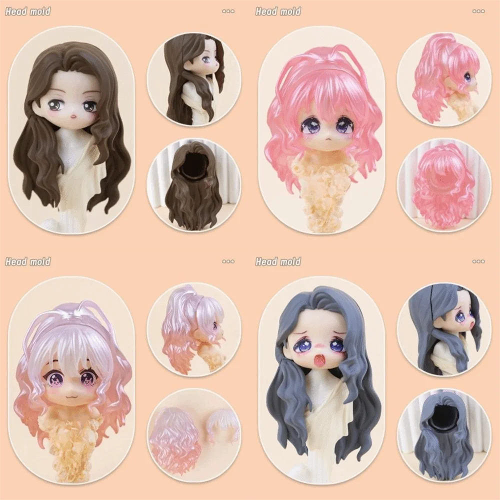 Doll Accessories Korean Style OB11 Head Shell 1/12 Cute Replacement Doll Hair Plastic Bjd Doll Head for Obitsu11 Gsc Body