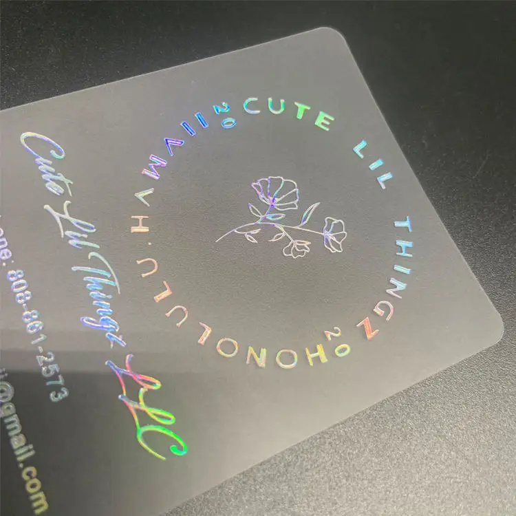 Custom Plastic Transparent Business Invitation Name Card With Holographic Letter