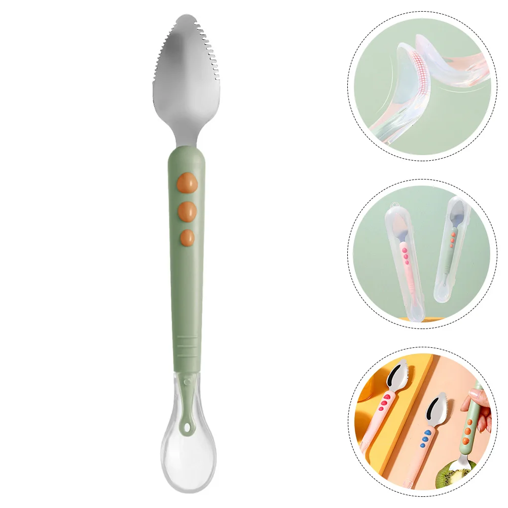 Fruit Scraper Puree Silicone Spoon Scraping for Baby Double Head Food Silica Gel Infant Toddler Spoons