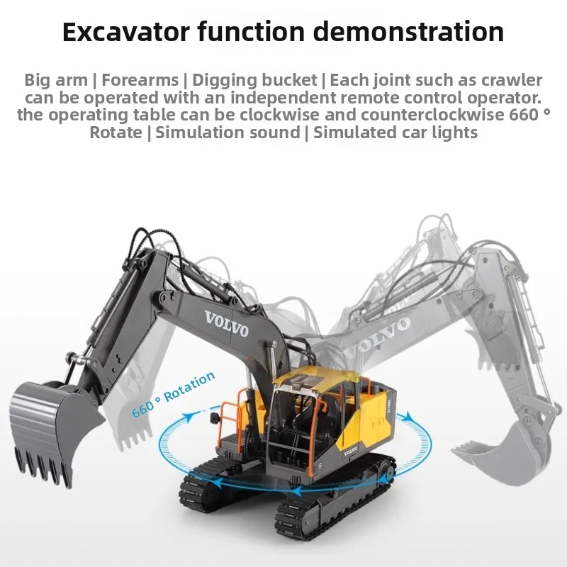 Double E E568 RC Excavator 1/16 17CH Crawler 3in1 Truck Alloy Digger Radio controlled Car Engineering Model Children's Day Gifts