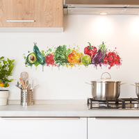 Colored Fruits Vegetables Wall Sticker Kitchen Room Background Decor Wallpaper Restaurant Home Decoration Self-adhesive Decals