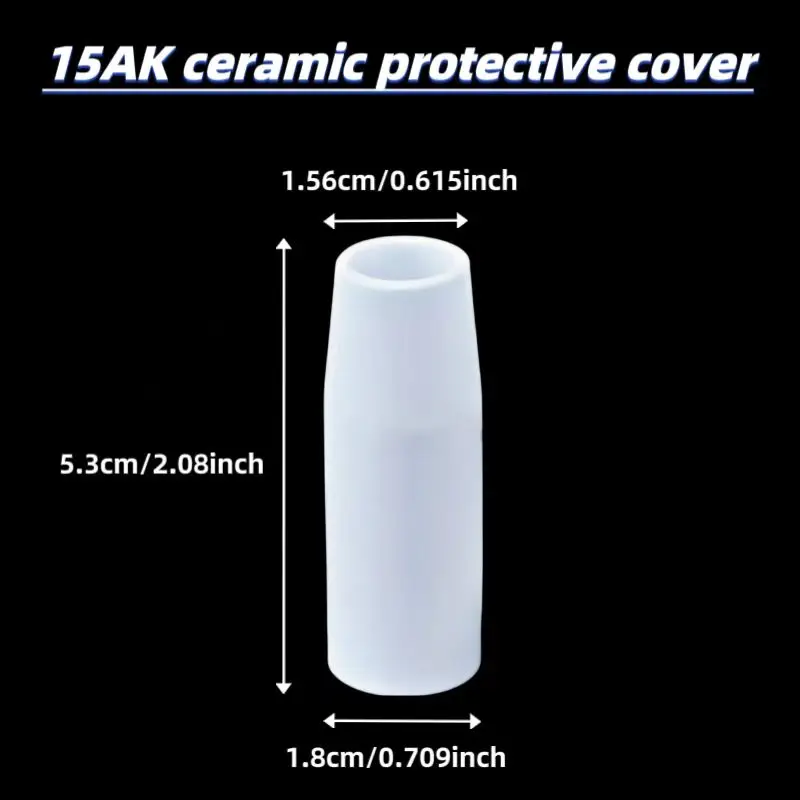 15Ak 미그 보호 노즐 유럽형 가스 차폐 용접 토치 액세서리 보호 슬리브 노즐 고온 저항 세라믹 이차 보호 용접기 세라믹 노즐