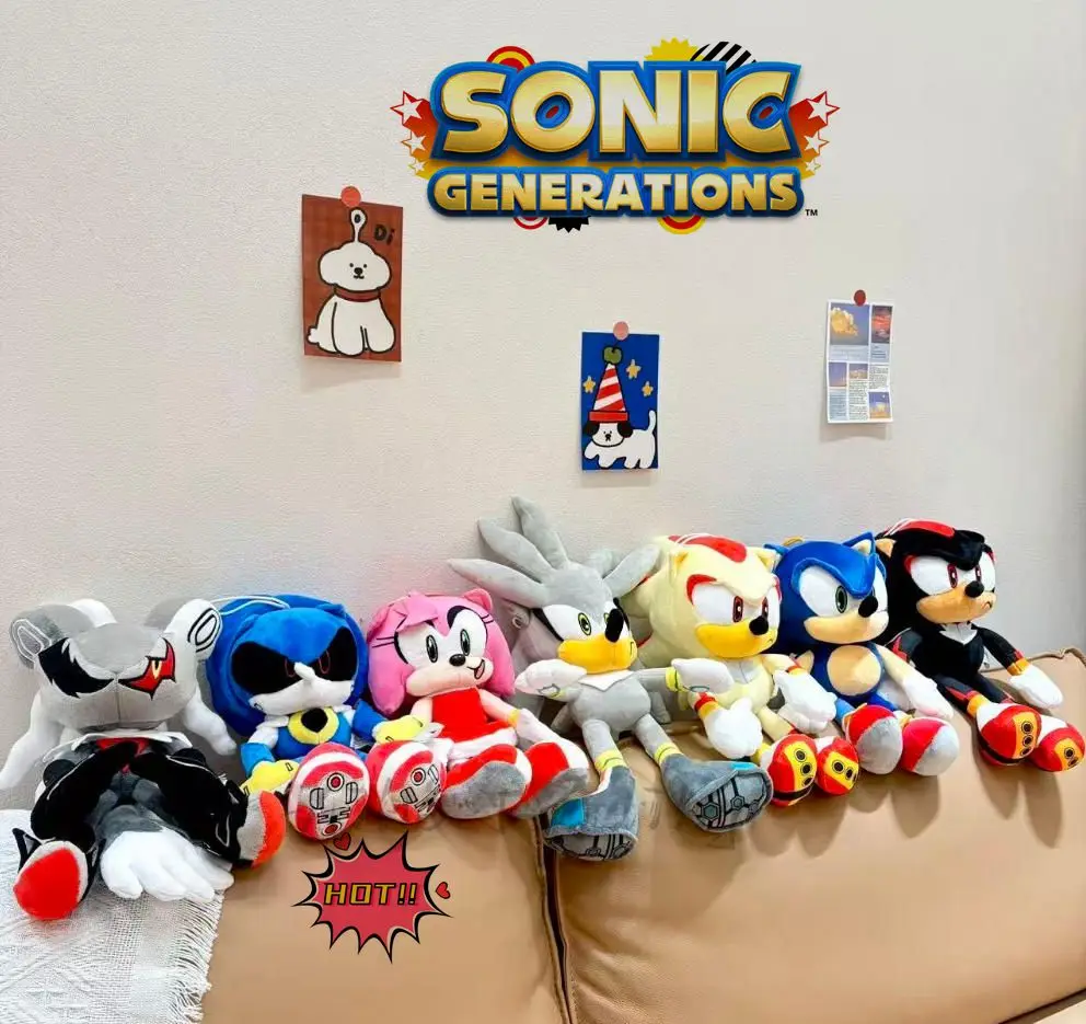 

30CM Sonic Children's Plush Doll Boy Girl Comfort Toy Hedgehog Tails Knuckles Amy Shadow Eggman Silver Plush Toy Holiday Gifts