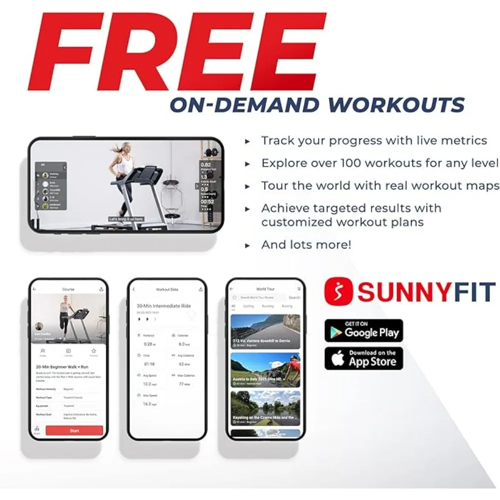 Dual Walking Running Treadmill with Advanced Brushless Tech & Exclusive Sunny Fit App Enhanced Bluetooth Connectivity Treadmills