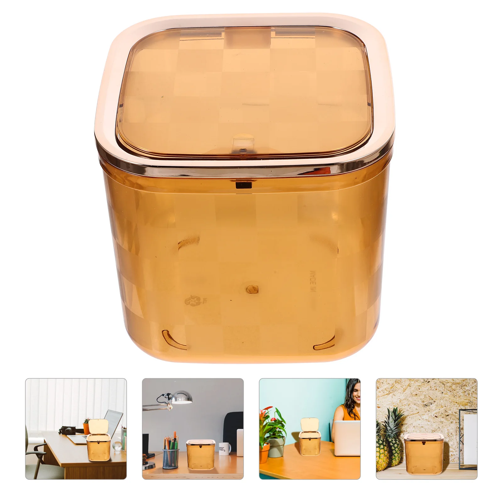

Trash Can Transparent Garbage Cans Mini Plastic Desktop Bin Home Chocolate The Pet Bins Office