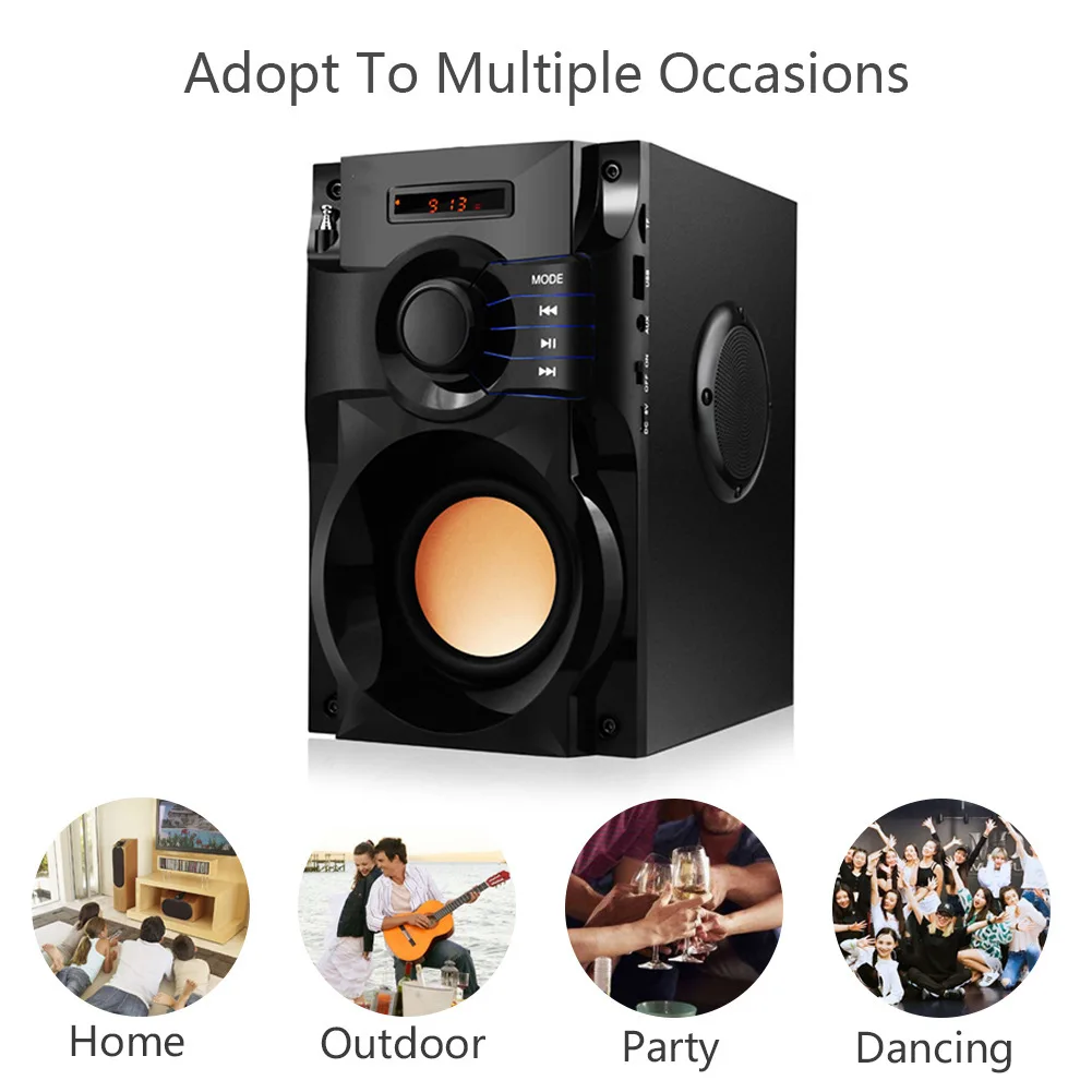 

Деревянные беспроводные Bluetooth-колонки Super Bass, портативные, мощные, стерео, с сабвуфером, музыкальный центр, поддержка TF, FM-радио, HIFI, BoomBox