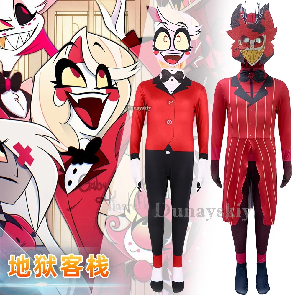 ALASTOR-Anime Cosplay Costume avec perruque pour femmes et hommes, combinaison sexy, vêtements de carnaval pour filles, adultes, garçons, enfants, 2024