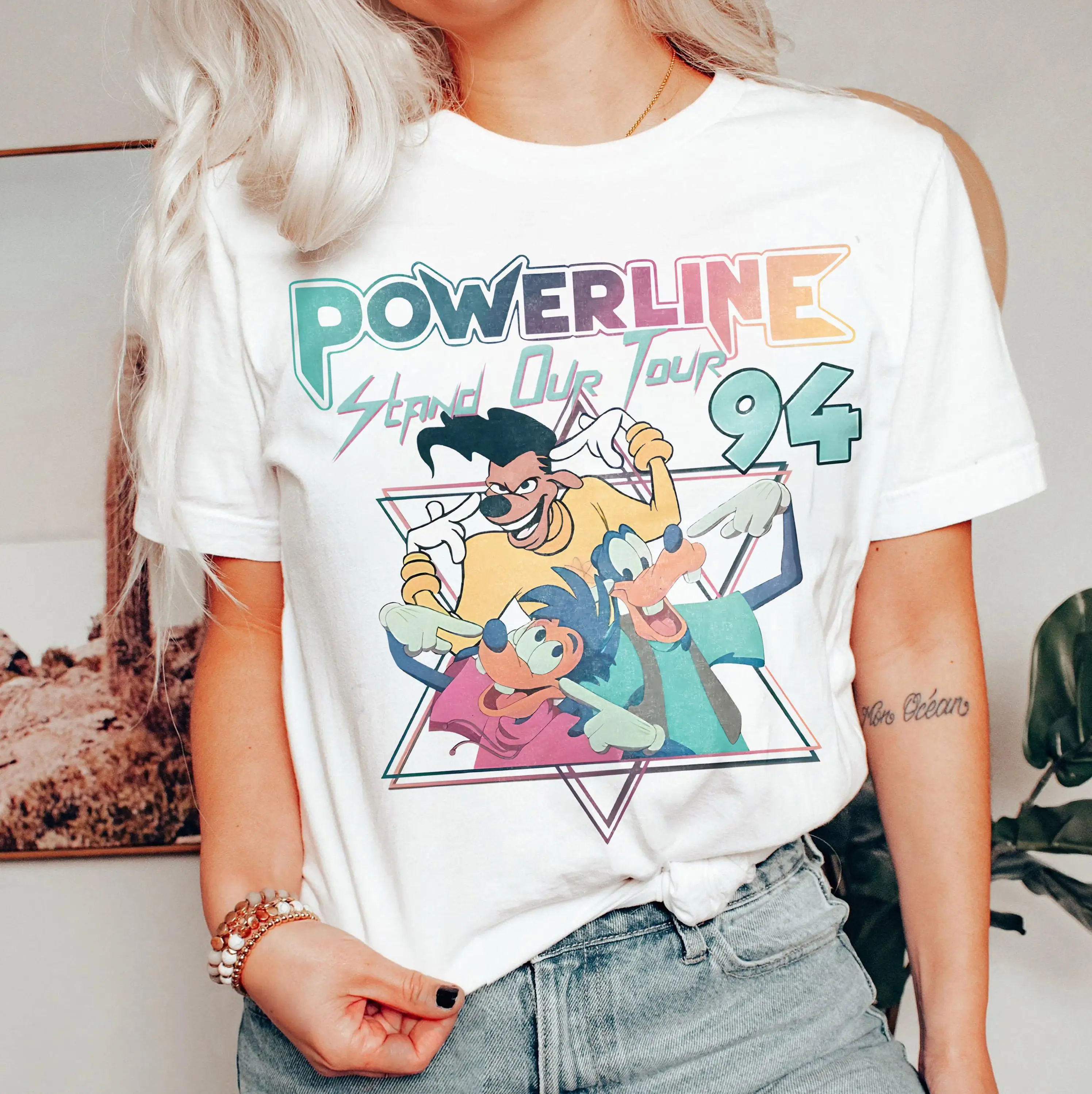 

Powerline Goofy Movie Shirt Disney Powerline World Tour 95 Shirt Goofy Stand Out Tee Powerline Goofy Max Goof