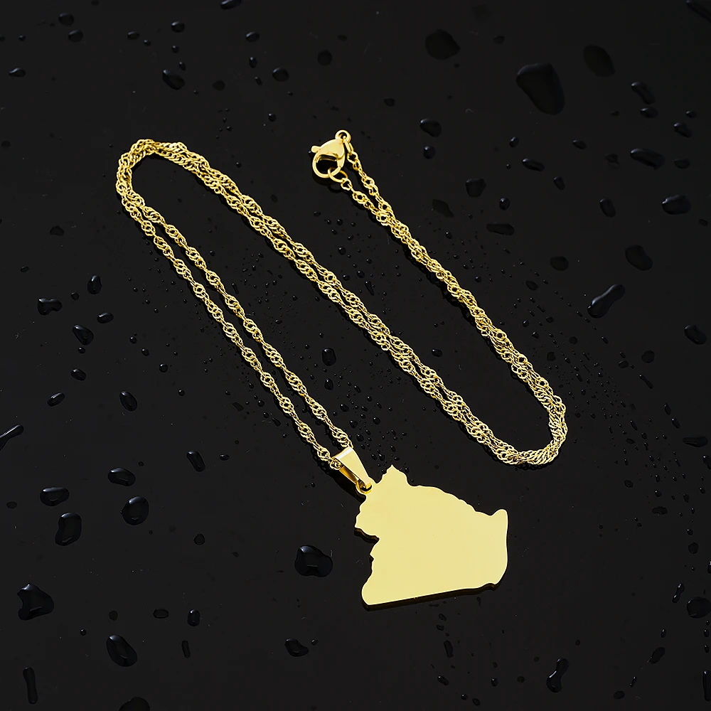Afrika Algerien Karte Stadt Anhänger Halskette Edelstahl Männer Frauen Ethnische Karten Schmuck Afrikanisches Geschenk – Detail 14