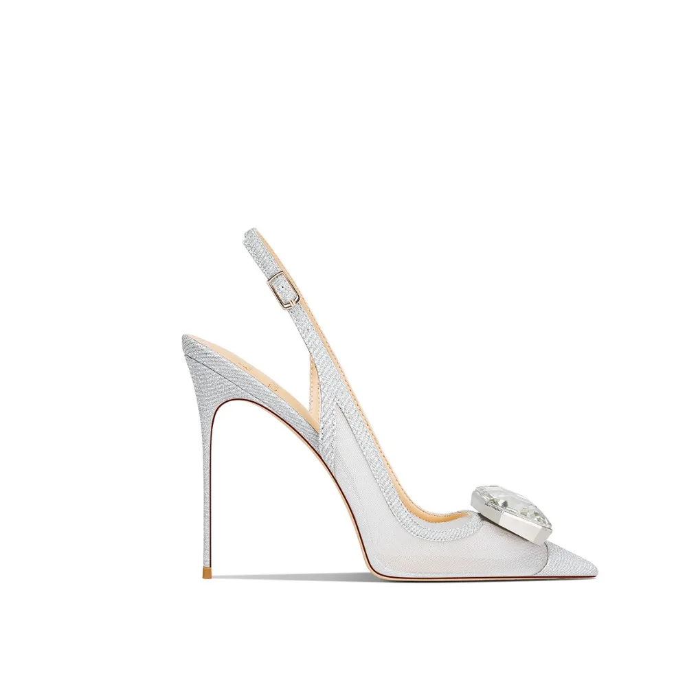 

Silver 2025 Fall New Mesh Pointed Toe Stiletto High Heels for Women Elegant Dress Shoes
