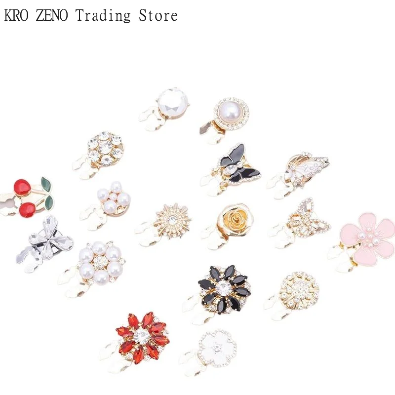 Crystal Pearl Button Covers Detachable Clip-On Shirt Coat Decorative Buttons Sewing Button For DIY Blouses Clothing Women Men