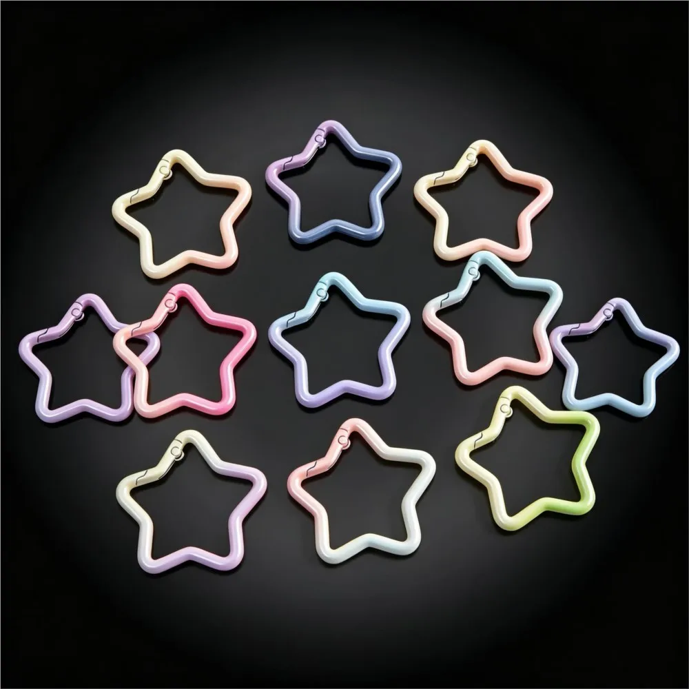 5PCS Gradient Star Shape Spring Ring Clasp Colorful Alloy Openable Key Rings for DIY Jewelry Bag Charms Keychain Making Supplies - view 6