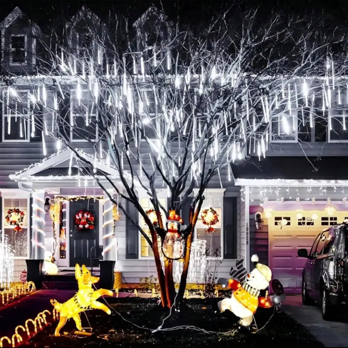 1pc 192LED Meteor Shower Lights - USB Icicle String Lights for Holiday & Party Decor