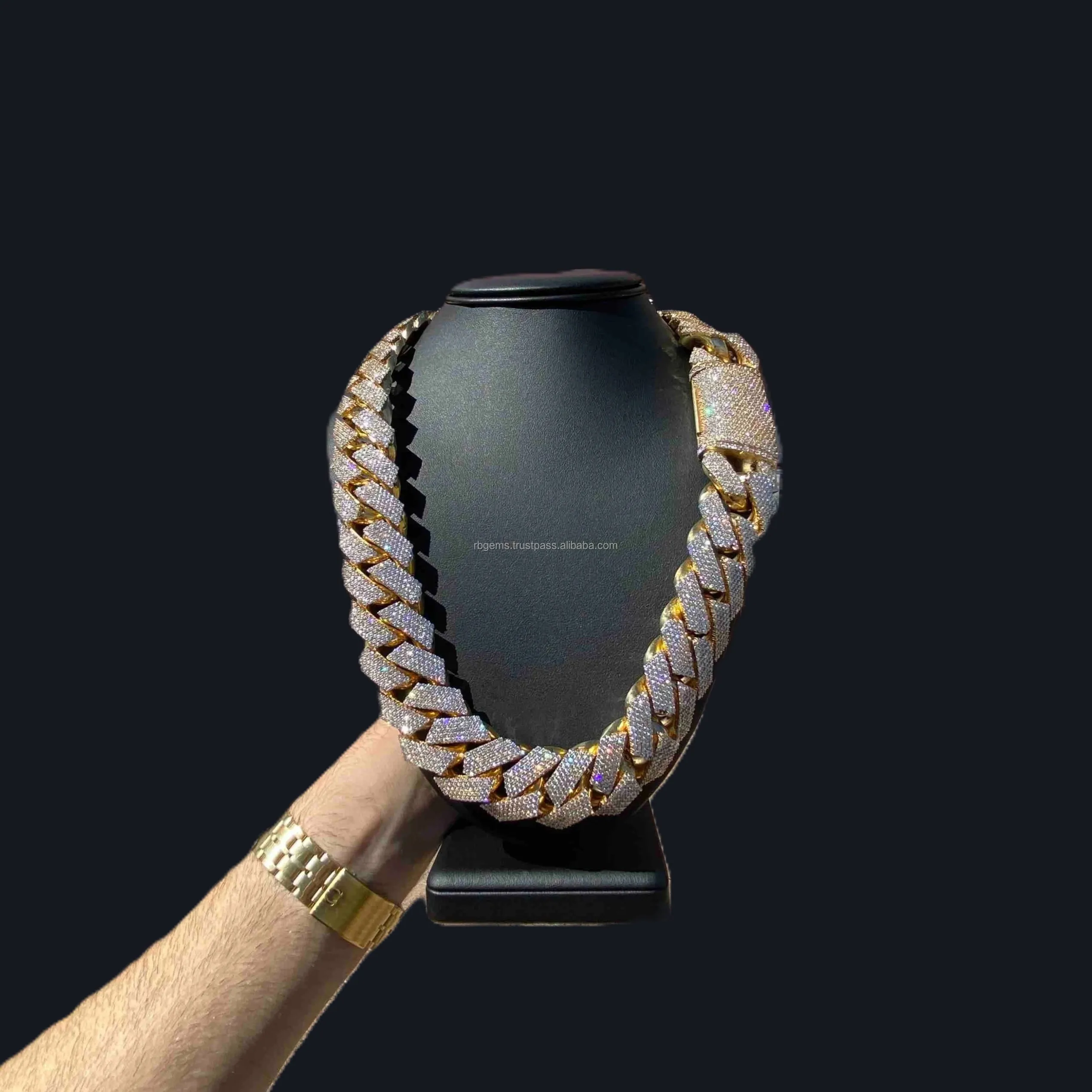 Chain .Iced Rope 18MM 925 Silver Moissanite Bezel Setting Micro Pave Hip Hop Statement Necklace Men's Everyday Wear Gift