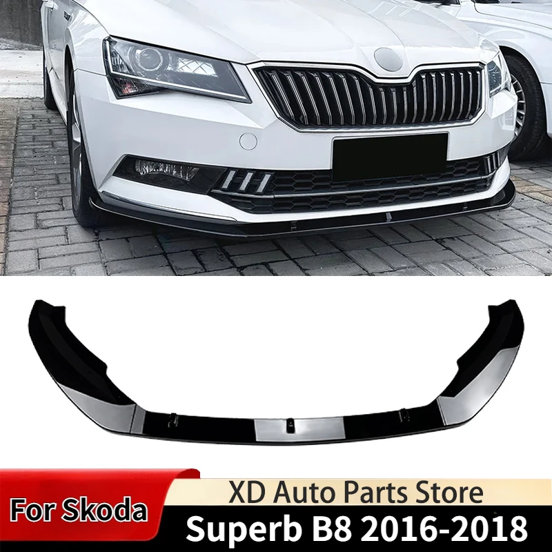 

Передний бампер для Skoda Superb B8 2016-2018, сплиттер, диффузор, кузов, тюнинг, спойлер, защита Бампера, блеск, черные аксессуары