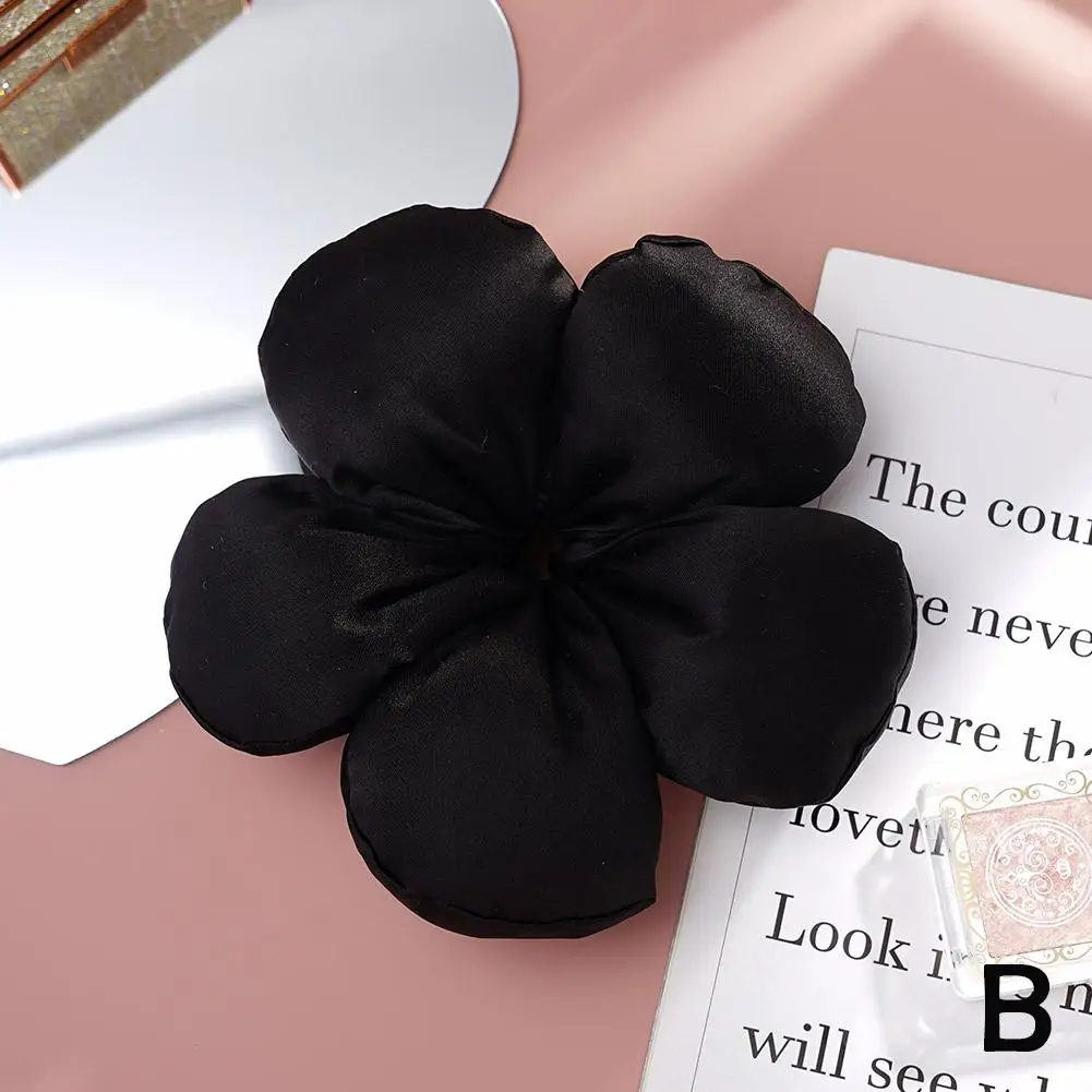 Niche Unique Design Sponge Flower Hair Pink Black Blue Beige Various Style Satin Flower Hair Suitable For All Occasion