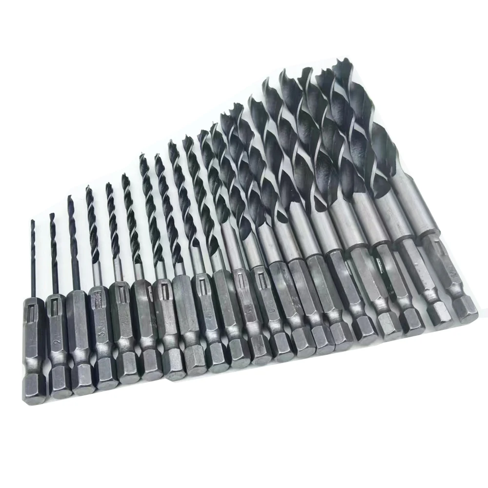 1Pcs 1.5-10mm Woodworking Hexagonal shank Three-point  drill bit Carpentry Drill HSS Electric Drill Wood Opening hole