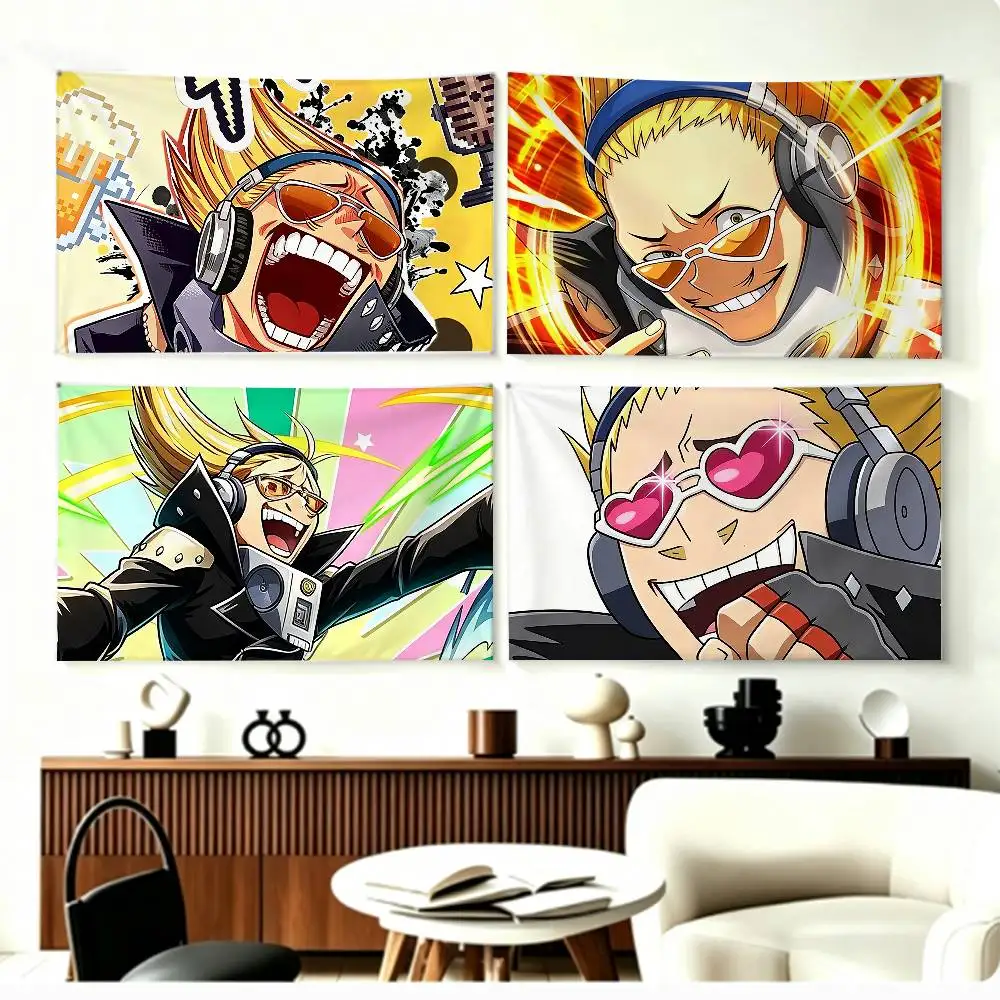 Cartoon Character P-Present Mic  Flags Wall Hanging Background Art Banner for Bedroom Home Outdoor Decor