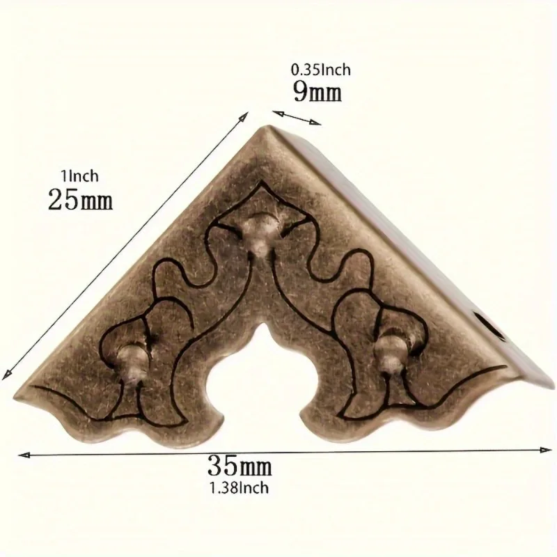 20 Stück antikes Möbelzubehör, Metall-Eckenschutz, Metallhandwerk, Schmuckschatulle, Kantenschutz, Ecke 25 mm, rechtwinklig