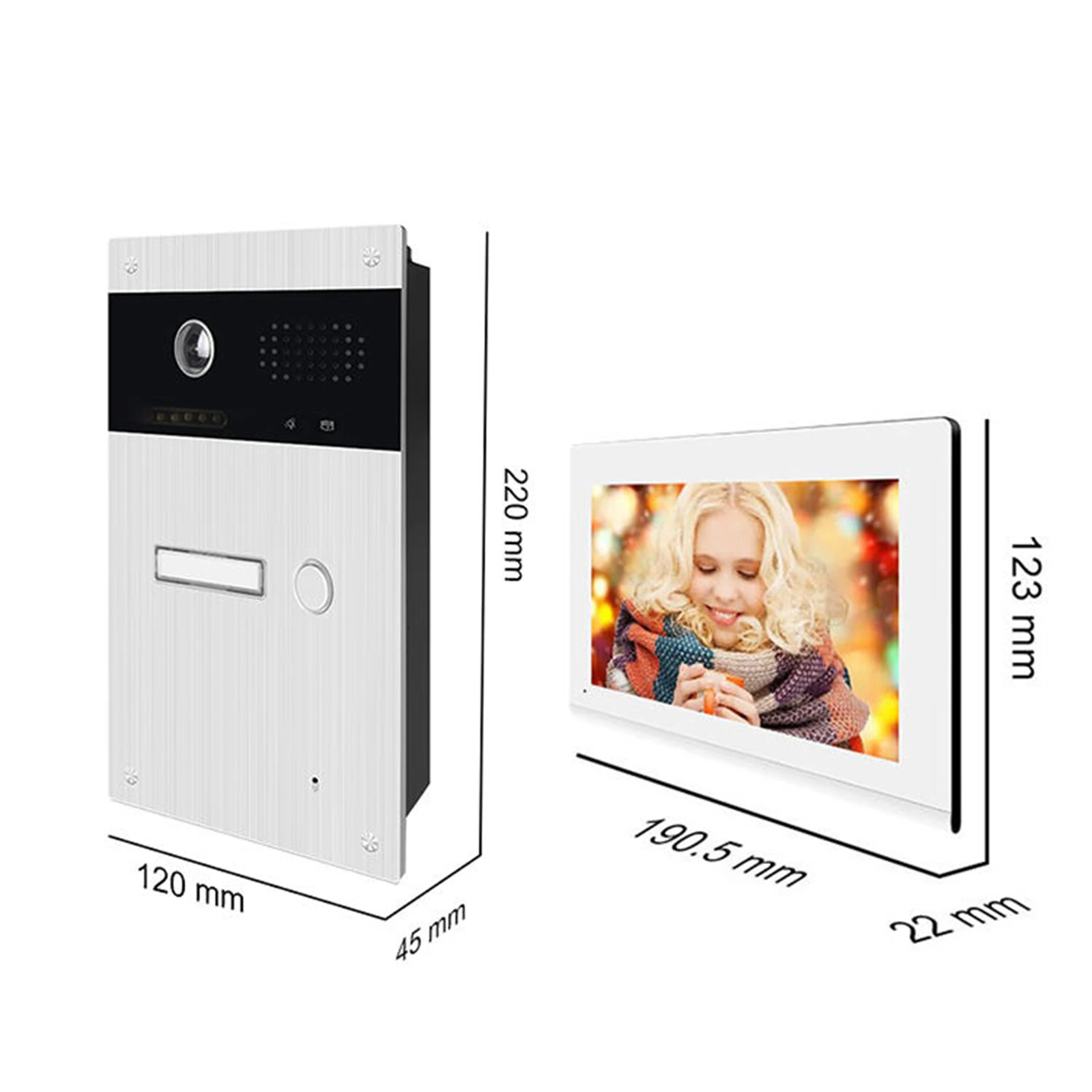 Tuya 7-Inch Hands-Free Video Intercom DoorPhone for 2 Wired Apartments Security  touch screen System for Building Automation