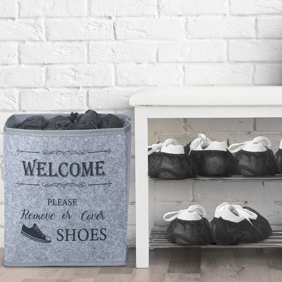 使い捨てシューズカバー200枚とシューズカバーボックスディスペンサーセット2個、折りたたみ式収納付き、室内ゲスト用、オープンハウスイベントに最適