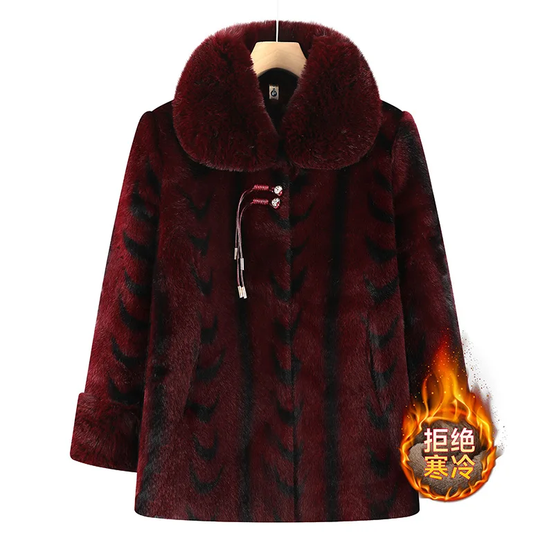 

Middle Aged Elderly Women Mink Coat Winter Thicken Cotton Padded Faux Fur Jacket High End Grandma Velvet Fur Overcoat Outerwear