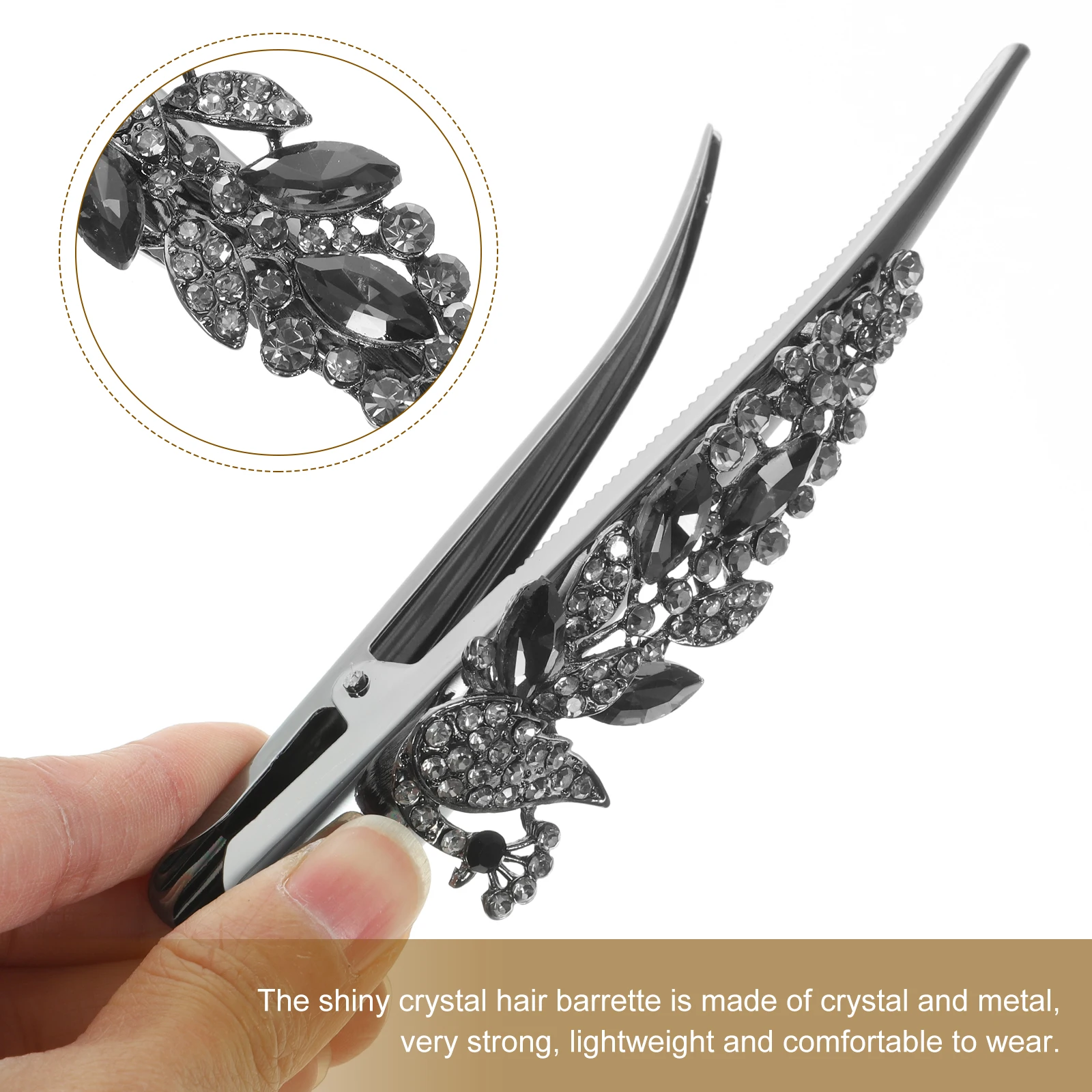 

Retro Rhinestone Hair Barrette Alligator Clips Crystal Decorative Hairpins for Women Fancy Duck Bill Styling Accessory
