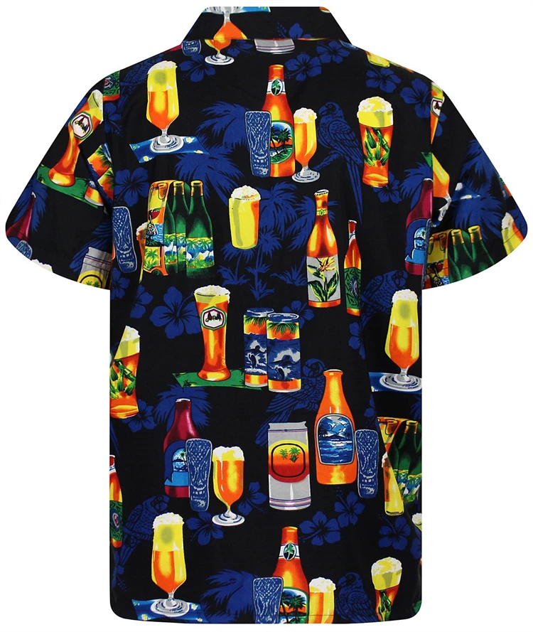 Men's Shirts Beer 3d Print Shirt Men Fashion Single-Breasted Short Sleeve Hawaiian Beach Casual Blouse Clothes Teen