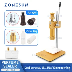 ZONESUN ZS-TYG2 macchina di piegatura manuale della bottiglia di profumo a doppio uso per la tappatrice di pressatura del tappo del metallo dell'anello del collare dello spruzzatore