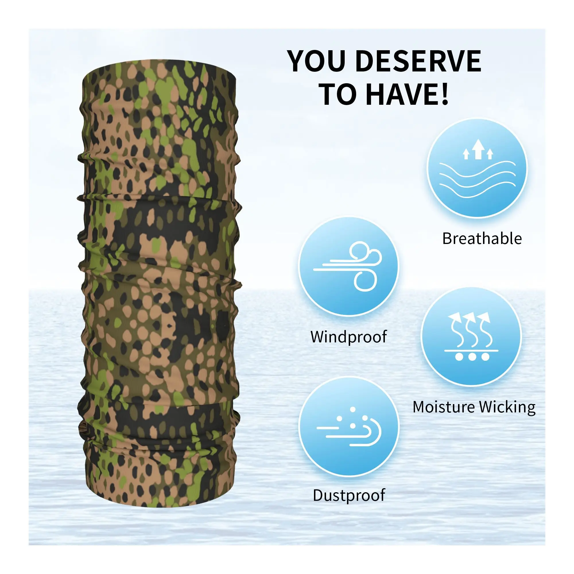 Камуфляжная бандана на заказ WW2, теплая бандана для мужчин и женщин, зимний походный лыжный шарф, гетры, немецкая рука, военный камуфляжный чехол для лица