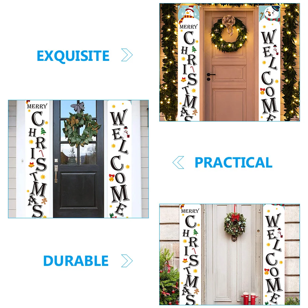 

1Set Christmas Banner Sign Door Wall Hanging Decor for Front Porch Yard Garden Patio Holiday Party Festive Indoor Outdoor