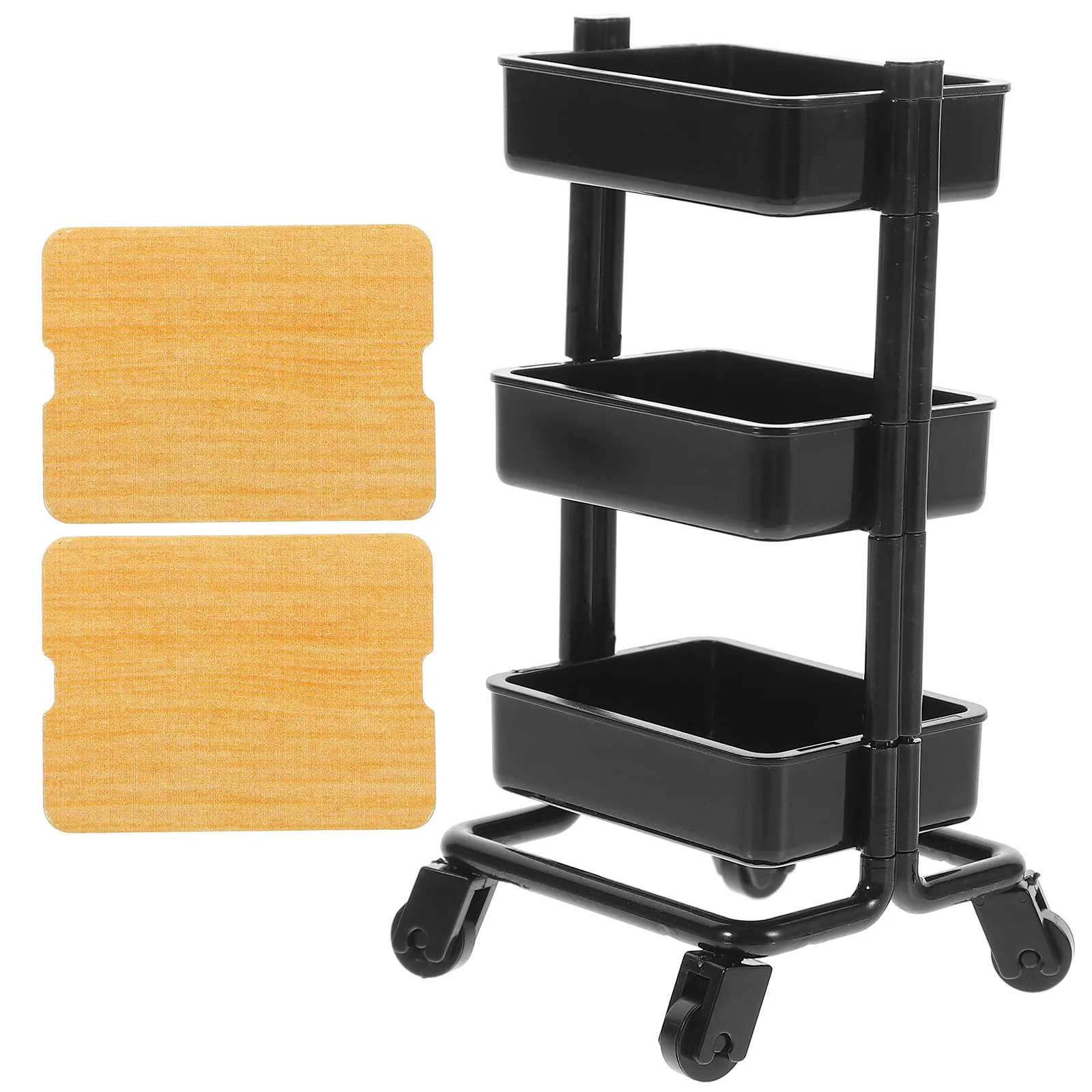 

3 Layer Mini Storage Cart Plastic Small Trolley for Mini House Decoration Realistic Sundries Rack Decorative Adorable Miniature