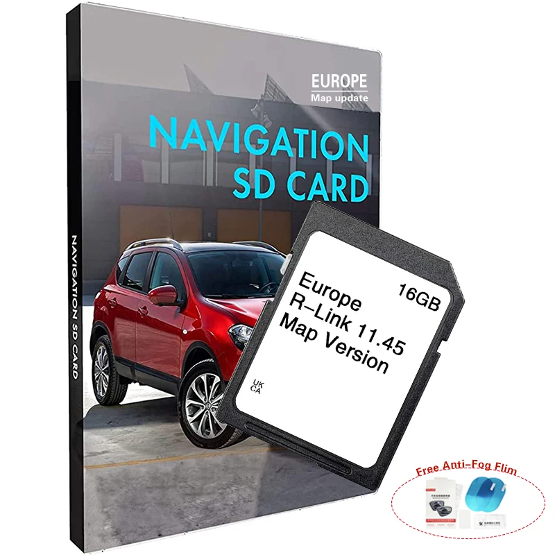Scheda SD Carminat R-Link 11.45 da 16GB per Renault Kangoo, Navigatore GPS con Mappe Europa e Regno Unito 2025 e Pellicola Antinebbia