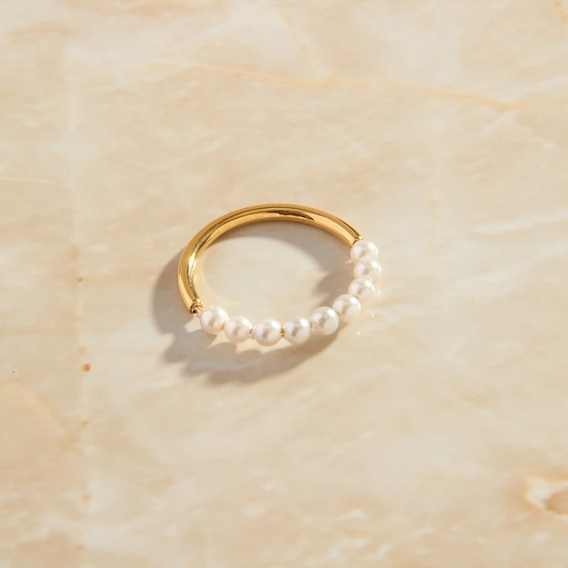 SOMMAR Hot Sale Gold color size 6 7 8 Female Friend rings for women 2026 Rotating pearl ring opal sport
