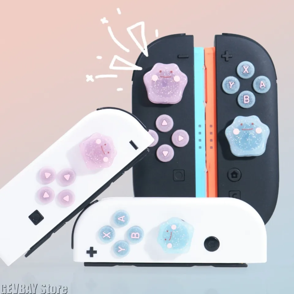 Funda de silicona con brillos para botones D-pad, ABXY y joystick para Switch 2/NS Oled Joy-con 4