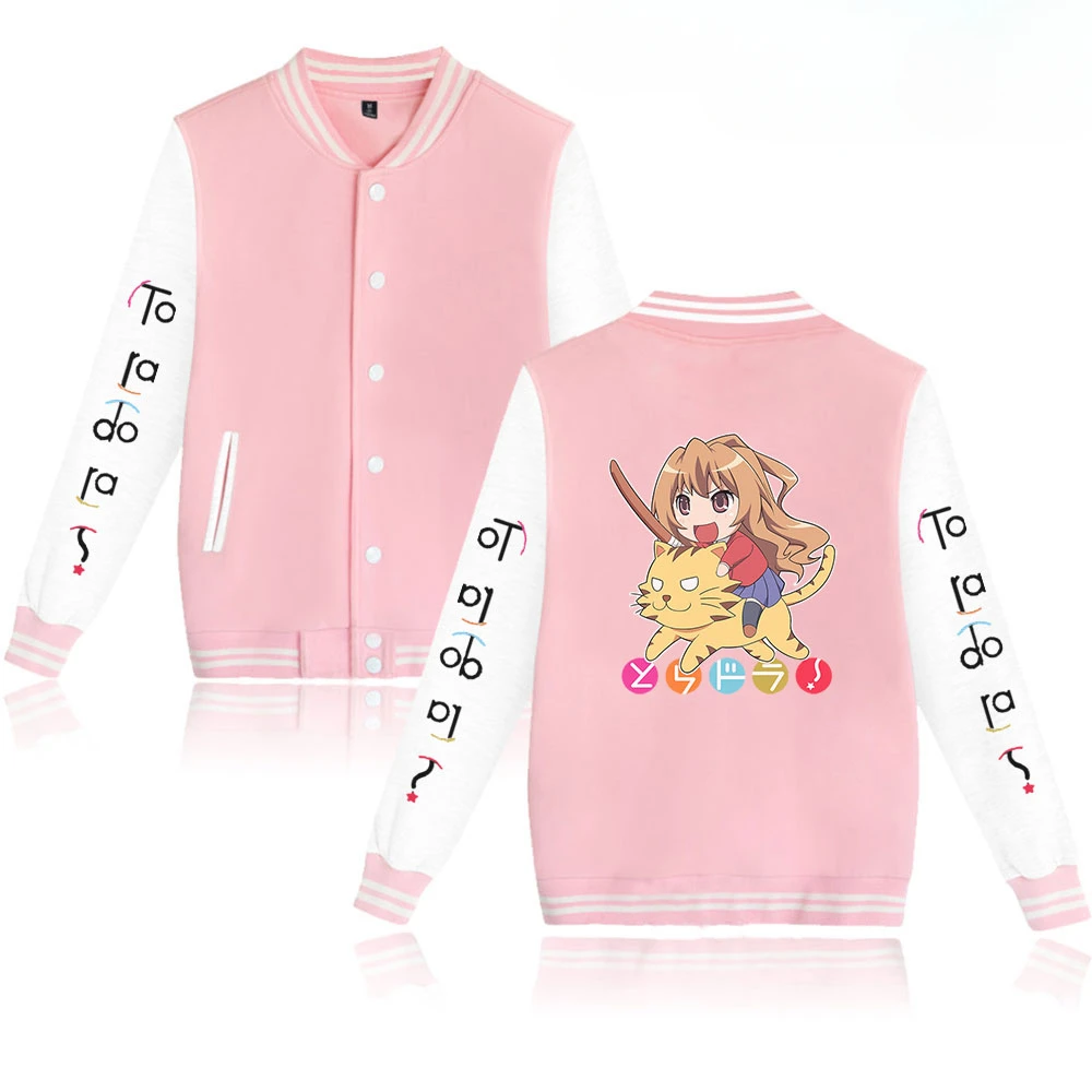 

Toradora Aisaka Taiga Zip Up Baseball Uniform Fleece Jacket Women Men Streetwear Hip Hop Long Sleeve Pink Hoodie Sweatshirts