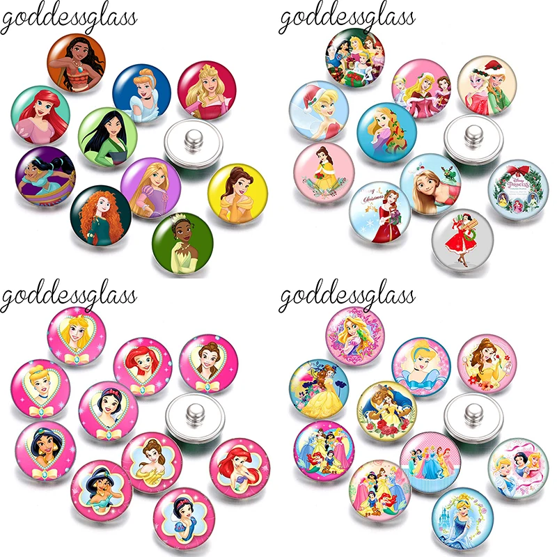 Dinsey Princesses Эльза Анна Алиса Белоснежка 10 шт. смешанные кнопки 12 мм/18 мм для браслетов с кнопками 12 мм/18 мм DIY ювелирный брелок Dinsey Princesses Эльза Анна Алиса Белоснежка 10 шт. смешанные кнопки 12 мм/18 мм для браслетов с кнопками 12 мм/18 мм DIY ювелирный брелок