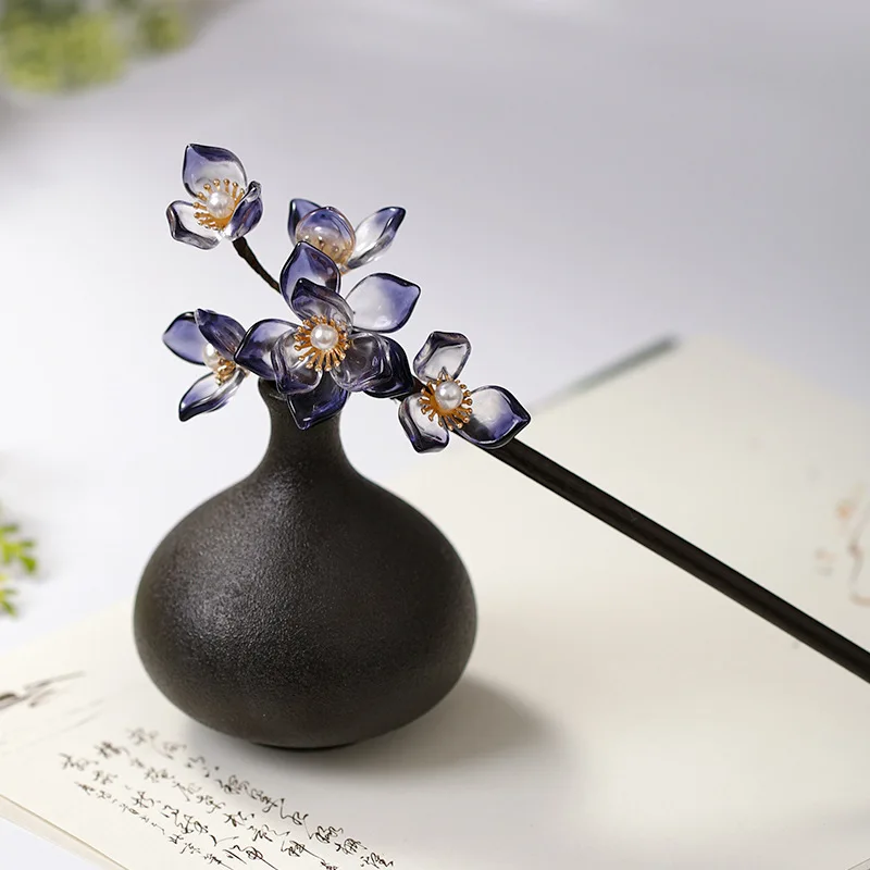 Retro Chinese Style Hair Stick For Women Hair Clip Pins Handmade Flower Hairpins Charm Jewelry Accessories Hair Ornaments