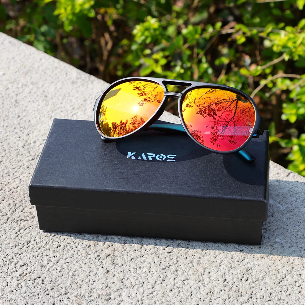 

KAROS Fashion Color Pilot Sunglasses Women Men Brand Designer Red Blue Lens Sun Glasses Men Women Outdoor Glasses With Box