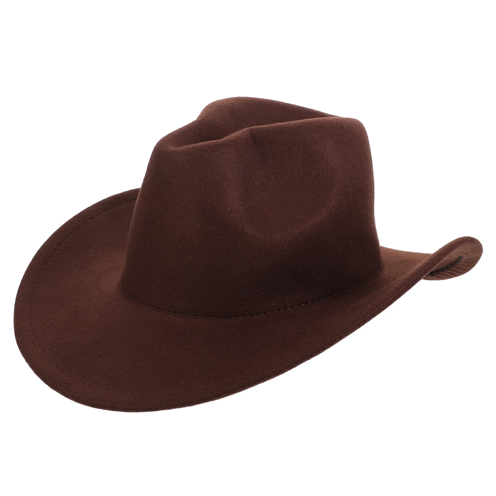 

Cowboy Hat Coffee Color Wide Brim Felt Soft Durable Hats Outdoor Play Costume Western Style Toddler Party