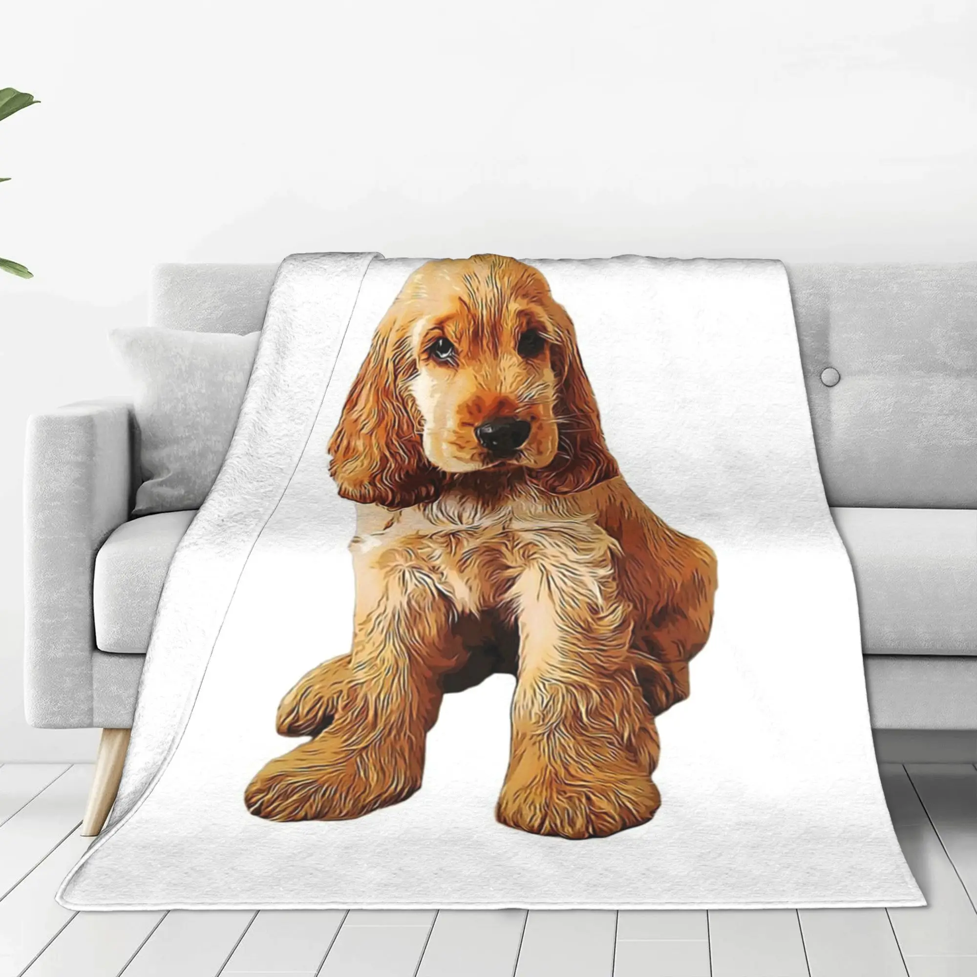 Gold Cocker Spaniel Puppy Dog Blankets Breathable Flannel Sofa Throw Blanket for Home Bedroom Office Throws Bedspread Quilt