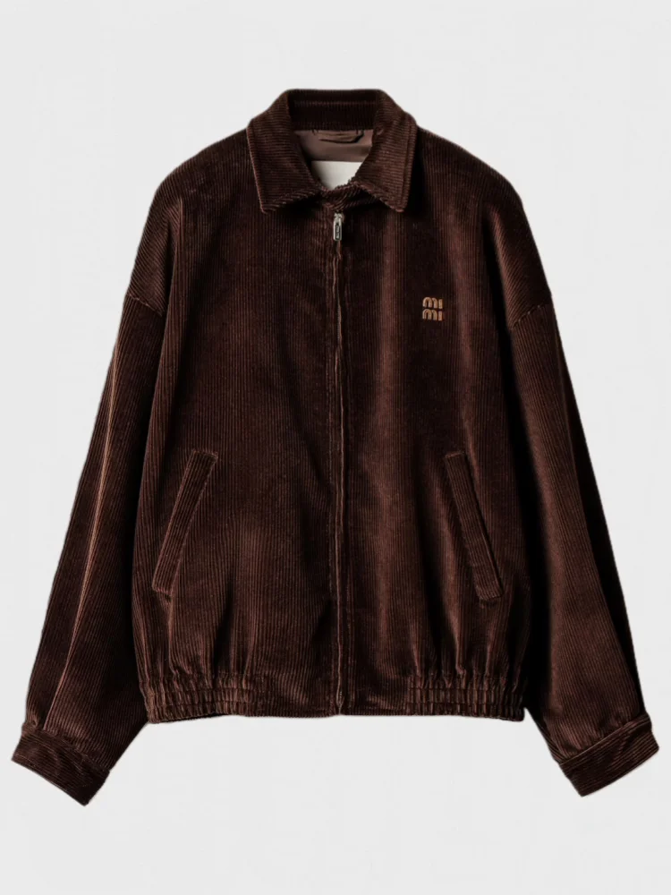 Lottie haut de gamme hiver Jaet manteau femmes coton velours côtelé cuir Logo broderie décontracté Sle Long Sve fermeture à glissière