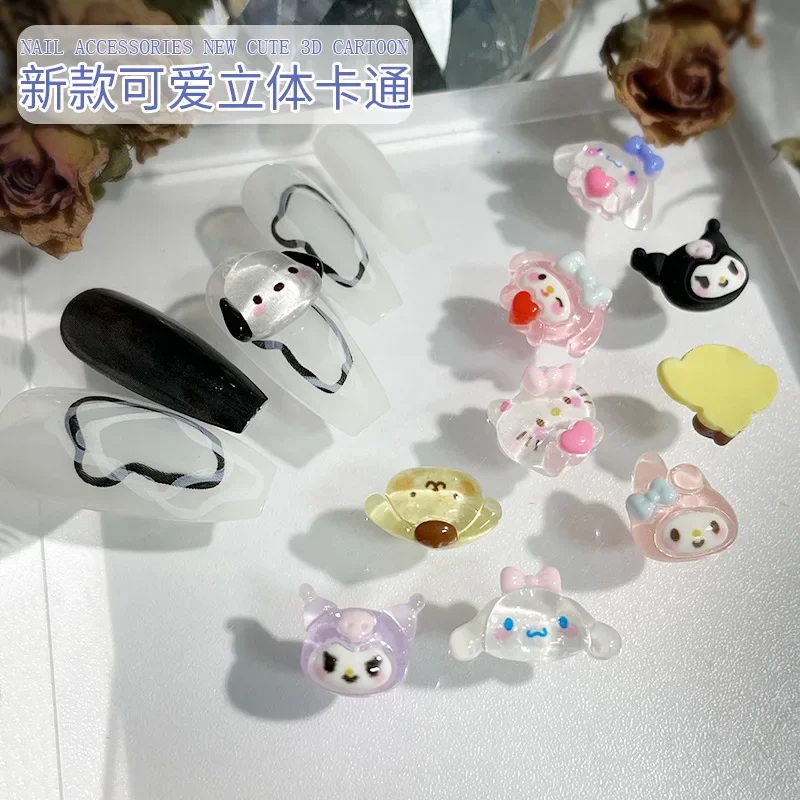 20Pcs Nail Accessories Cartoon Animal Hello Kitty Cute Kuromi DIY Crafts Nail Charm