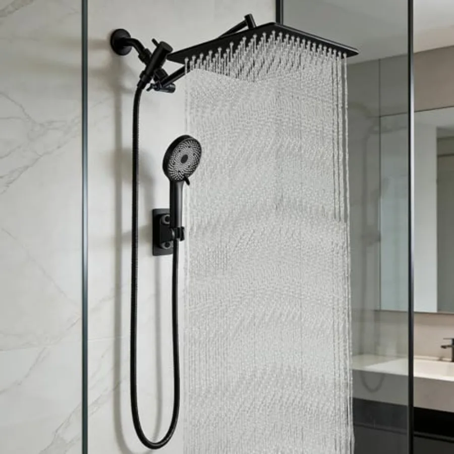 

Shower Head Rain Shower Head with Adustable Extension Arm Detachable Matte Rina Shower Head with Handheld Spray High Pressure S