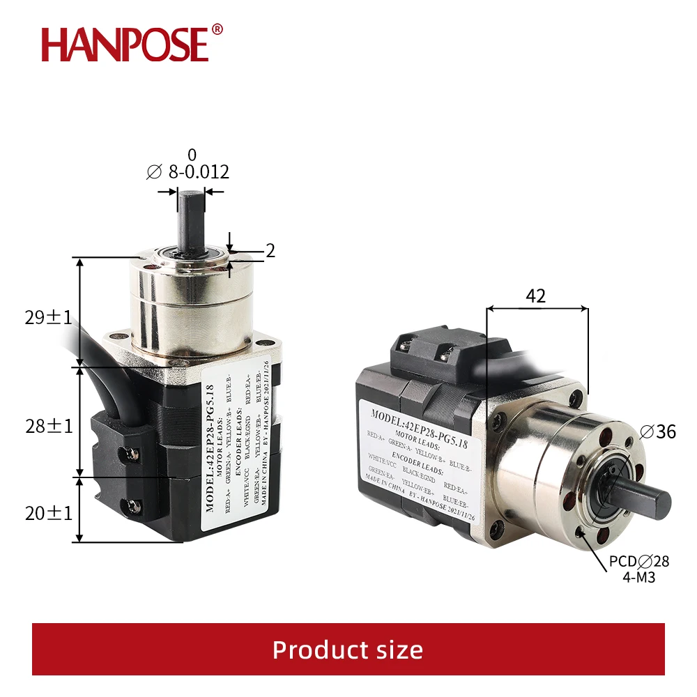 Encoder deceleration closed-loop plus CL42 drive set 42EP28-PG NEMA17 closed-loop motor 2.0A 0.2N.M 28mm planetary transmission